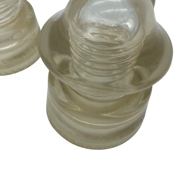 Hemingray Vintage Glass Insulators Set Of 3 Clear Collectible Farmhouse Decor - Picture 4 of 15